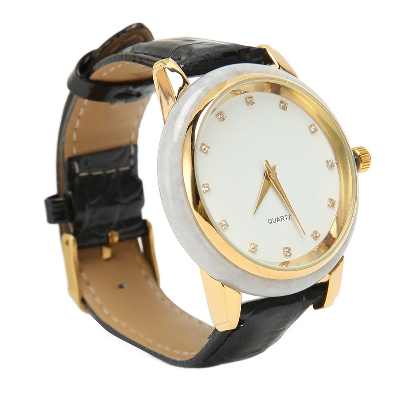 Alloy Quartz Movement Watch Men Elegant Shiny Rhinestone Watch with