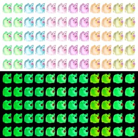 AOZUO Pack of 60 Tiny Luminous Mini Resin Pig Decoration, Lucky Pigs Mini Resin Animals Small Figures Pig in the Dark Mini Resin Figures Pig Mini Pigs for Garden Dollhouse