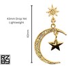 Cubic Zirconia Star & Moon Stud Drop Earrings, 18k Gold