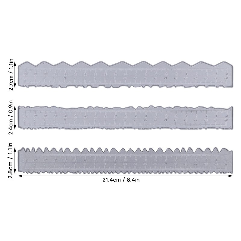 3pcs DIY Making Ruler Die Cut Ruler Jagged Deckle Edge
