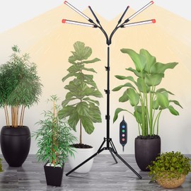 Orchbloom 6-Head Grow Lights for Indoor Plants with Stand 54W, LED Plant Grow Light for Tall Houseplants, Bonsai Tree, Full Spectrum Growing Lamp with 4,8,12 Hr Timer, 24"-64" Adjustable Height