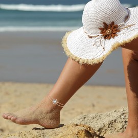 Lotus Flower Ankle Bracelet Moonstone Lotus Anklet for Women 925 Sterling Silver Yoga Jewelry Energy Balance Meditation Layered Chain