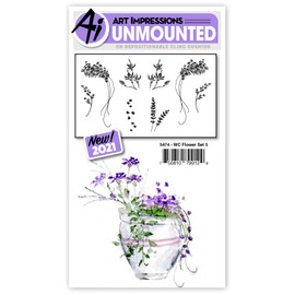 Art Impressions Watercolor Cling Rubber Stamps - Flower Set 5