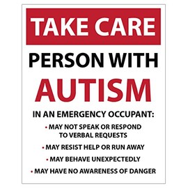 Large TAKE Care Person with Autism, EmergencySafety car Van Bike Sticker Decal