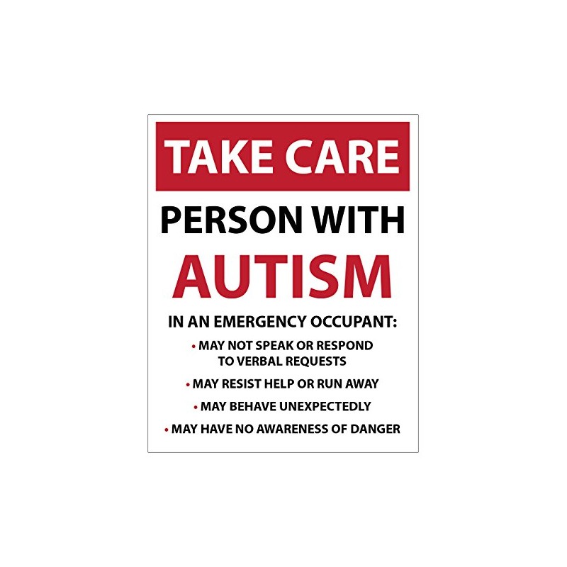 Large TAKE Care Person with Autism, EmergencySafety car Van Bike