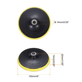 sourcing map 6 Inch Hook and Loop Backing Sanding Pads with M14 Thread for Diamond Sanding Finishing Polishing Buffing Pads, Yellow and Black 5pcs