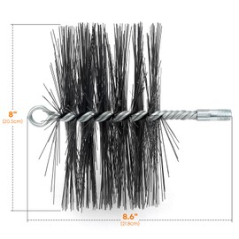 Stanbroil 8 Inch Round Steel Chimney Cleaning Brush with 1/4" NPT Fitting for Masonry Chimney Flue, Works with Most Chimney Rod Sets