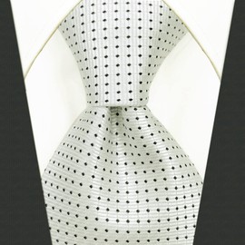 [S&W SHLAX&WING] Men's Suit Gift xl Black Dot and White Dot Tie for Men, 8cm x 147cm Necktie