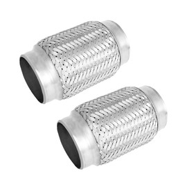 SVULK Exhaust Flex Pipe, 2.75" Double Braid Stainless Steel Flexible Pipe, Heavy Duty Exhaust Flexible Tube Overall Length 5.9"/150mm, 2PCS