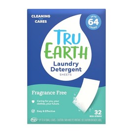 Tru Earth Hojas de detergente hipoalergénicas, ecológicas y biodegradables, sin plástico, para pieles sensibles, 32 unidades (hasta 64 cargas), sin fr