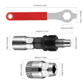 3-in-1 Bike Crank & Bottom Bracket Removal Tool Set with Pedal Spanner - Heavy-Duty MTB Tools for Square Threaded Crankset, Bicycle Repair & Mountain Bike Maintenance, Steel Construction