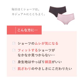 Wing/Wacoal EC2620 EC2650 Panties, Cotton Blend (Body Fabric), Comfortable Fit, Daily Fit, Cotton Blend Border, Regular Length, OB, M