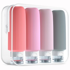 Mrsdry Travel Bottles for Toiletries, Large 6oz Travel Size Containers, BPA Free Leak Proof Tubs Refillable Liquid Accessories with Toiletry Bag for Cometic Shampoo and Lotion Soap (4 Pack)