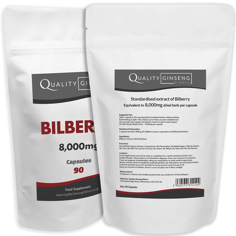 Bilberry | 8,000mg Capsules | Powerful Formula (90 Capsules)
