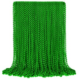 SHAOQINLIN 100 PCS St. Patricks Day Beads Necklace, 30.5" Green Oval Beads Irish Saint Patrick's Necklaces Christmas Necklace for St. Patricks Day Mardi Gras Xmas Parade Throws Party Favors