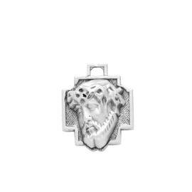 HMH Sterling Silver Saint Jesus Christ Cross Head Crown of Thorns Medal Necklace