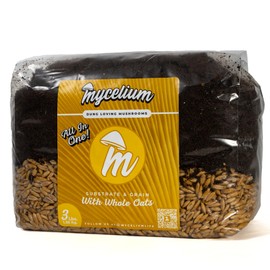 Mycelium's Superior Dung-Loving Mushroom Substrate & Whole Oats Mix - 3LB All-in-One Premium Coir, Vermiculite & Gypsum Formula, Pre-Sterilized & Ready for Easy Home Cultivation