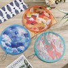 Marsui 12 Pcs Round Foldable Hand Fan Summer Flower Handheld