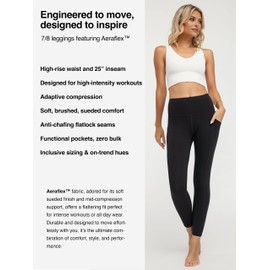 Conceited Active 7/8 Leggings with Pockets for Women – High-Rise Leggings for Women Tummy Control, Soft Brushed Fabric, and 25” Inseam – Perfect for High-Intensity Workouts - Black - L
