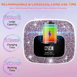 Lámpara de uñas LED UV para secadores inalámbricos, 168 W, luz UV de diamante para esmalte de uñas de gel, de secado rápido, lámpara de gel de poliéster con sensor 4 temporizadores, pantalla táctil 36