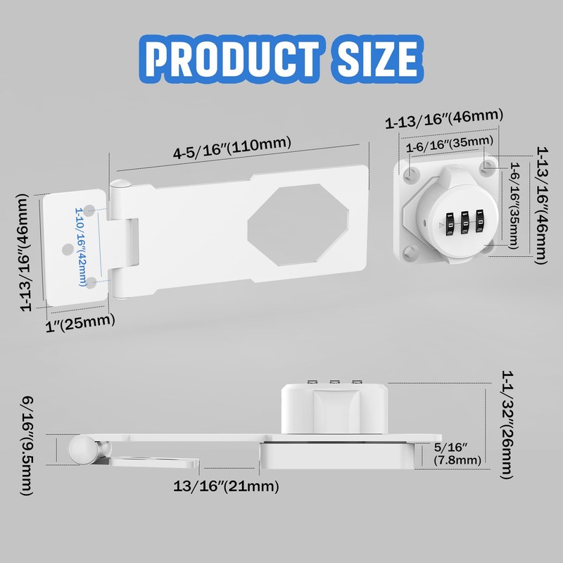 MeBantoo Household Cabinet Password Hasp Locks, Cabinet Locks with Combination,