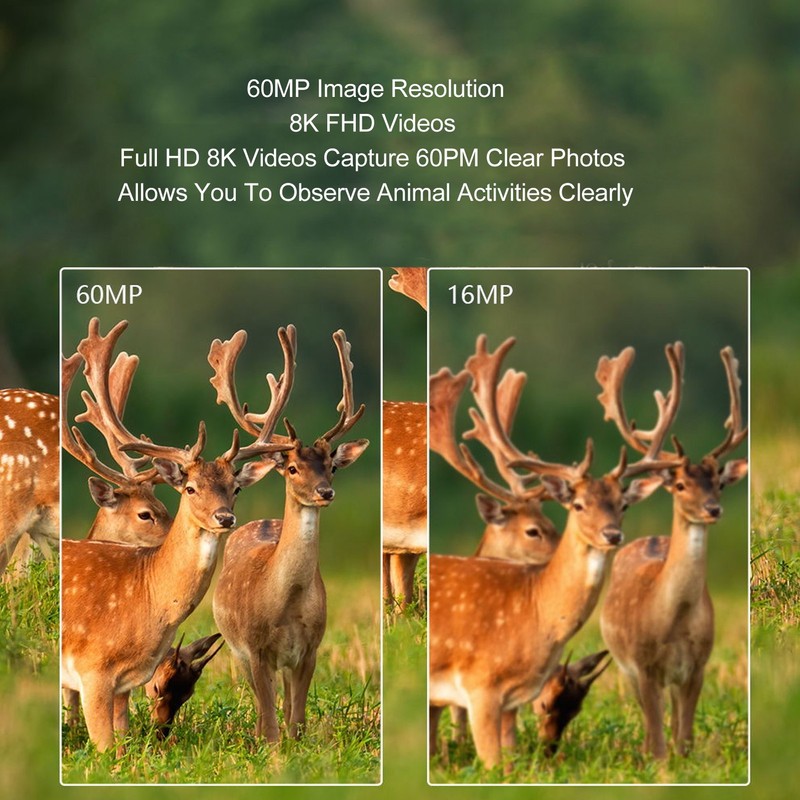 Trail Camera IP66 Waterproof 4K 60MP 0.2s Trigger 120° Wide