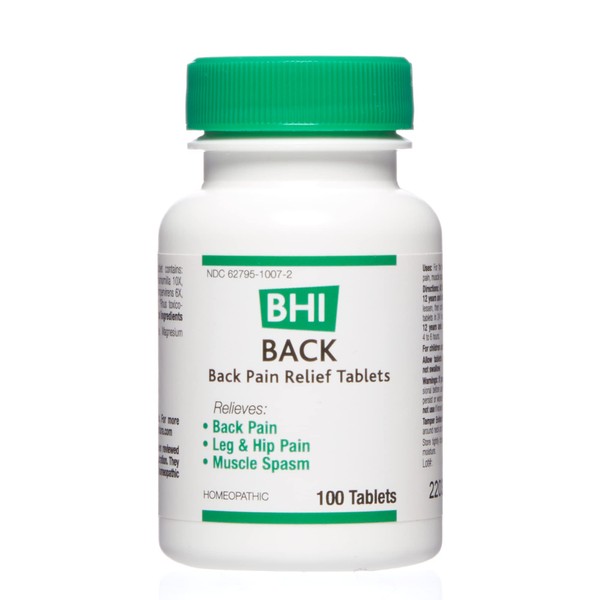 BHI Back Natural Back, Hip & Leg Pain Relief - 6 Powerful Multi-Symptom Active Homeopathic Ingredients Help Calm Back Pain, Muscle Tightness & Spasms Naturally for Women & Men - 100 Tablets