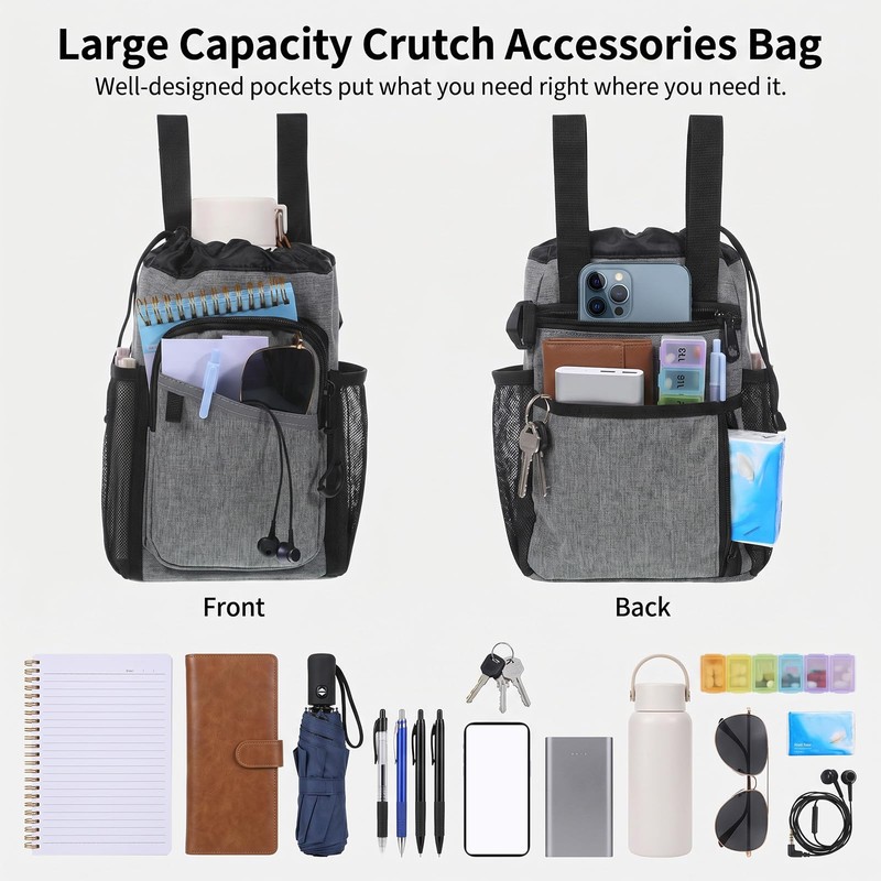 Crutch Bag Accessories Portable Crutches Padding, Lightweight, Waterproof, and Features