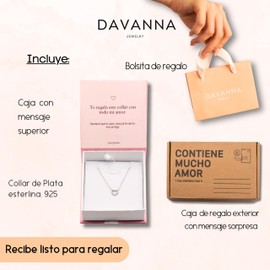 Collar de Corazón para Mujer en Plata de Ley 925 – Regalo para Esposa, Novia, Mamá, Hija, Hermana, Amiga, Cumpleaños, San Valentín, Día de las Madres, Aniversario – Incluye Empaque – Recibe Listo para Regalar (Amour)