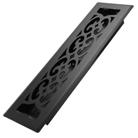 Howeall 2x12 Inches Heavy Duty Walkable Floor Register Easy Adjust Air Supply Lever Floor Vents - Charlotte Design - Vent Cover for Home Floor - Matte Black