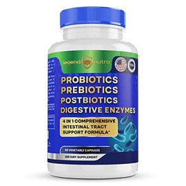 Probióticos prebióticos postbióticos con enzimas digestivas 4 en 1 suplemento de fórmula para una mejor salud de la digestión, prebióticos y probióticos para mujeres, hombres, probióticos para la salud digestiva y la salud intestinal