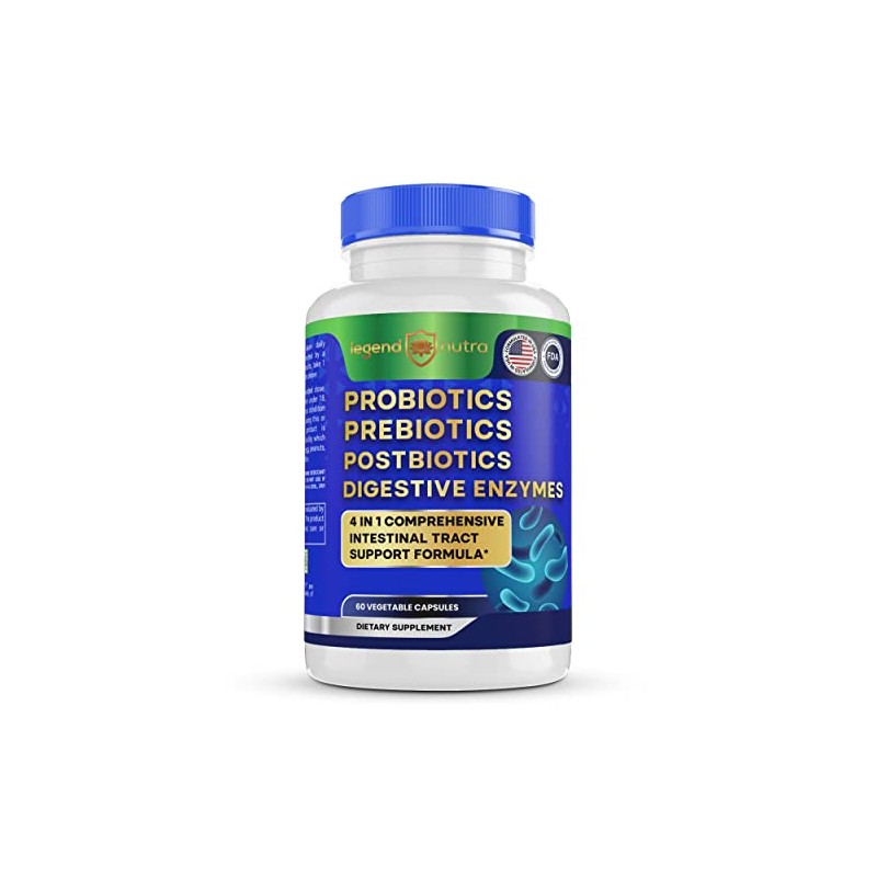 Probióticos prebióticos postbióticos con enzimas digestivas 4 en 1 suplemento