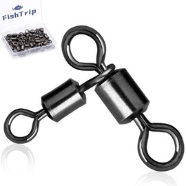 FishTrip 3 Way Swivel Fishing Tackle - 50pcs Black T-Turn Three Way Swivels Heavy Duty Saltwater for Catfish Rigs(10 * 12#)