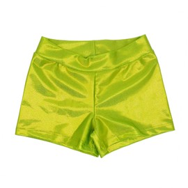 Girls Dance Short Gymnastics Athletic Shorts Sparkle Glitter Tumbling Bottoms, Green, 3-4T