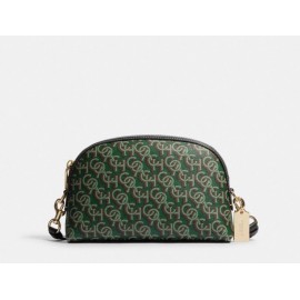 Coach NWT COACH CF343 Madi Leather Crossbody Bag With Monogram Print Gold/Green 🍀