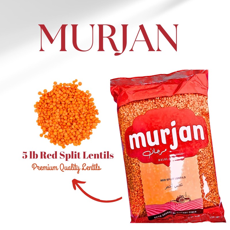 Murjan Red Split Lentils, 5 lbs, 100% Turkish Lentils, Masoor
