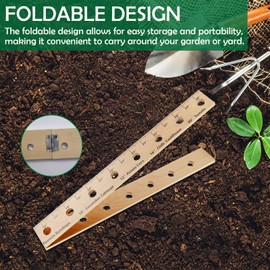 Foldable Plant Ruler Spacer Tool Seeder – Precise Planting for Vegetable Garden Yard – Wooden Seeding Spacing Ruler with Plant Dibble