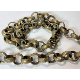 Beadsmith Chain,15" Antiqued Gold Large Heavy Curb Chain with 9x10mm Closed Links *