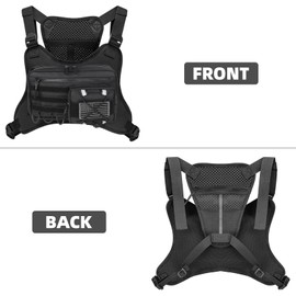 USUAUU Tactical Vest for Men,Chest Rig with Pistol Holster,Adjustable Chest Bag for Men,Chest Pack for Running Fishing Cycling and Hunting