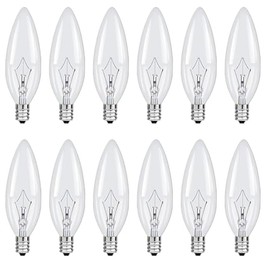 MMBGJKG 40W Candelabra Light Bulbs, E12 Candle Light Bulbs, Clear Candle Base Bulb with Warm White 2700K, 600 Lumen Dimmable, CA10 Clear Candelabra Base Bulbs, Ceiling Fan, (12PACK)