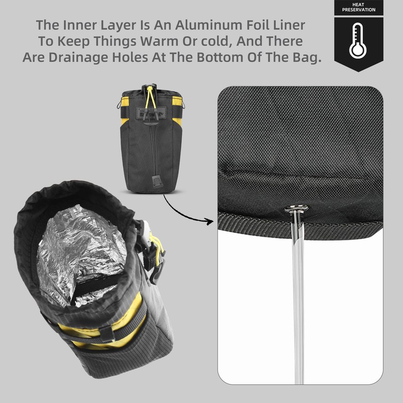 Bicycle Bottle Holder Bag, Waterproof & Insulated, Quick Release, 3-Point