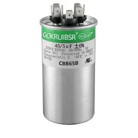 CBB65 AC Condenser Capacitor，45+5 uF 45/5 MFD ±6% 370/450v Run Capacitor，Condenser Straight Cool，Heat Pump， Air Conditioner，HVAC Capacitor - Guaranteed to Last 10 Yearsty