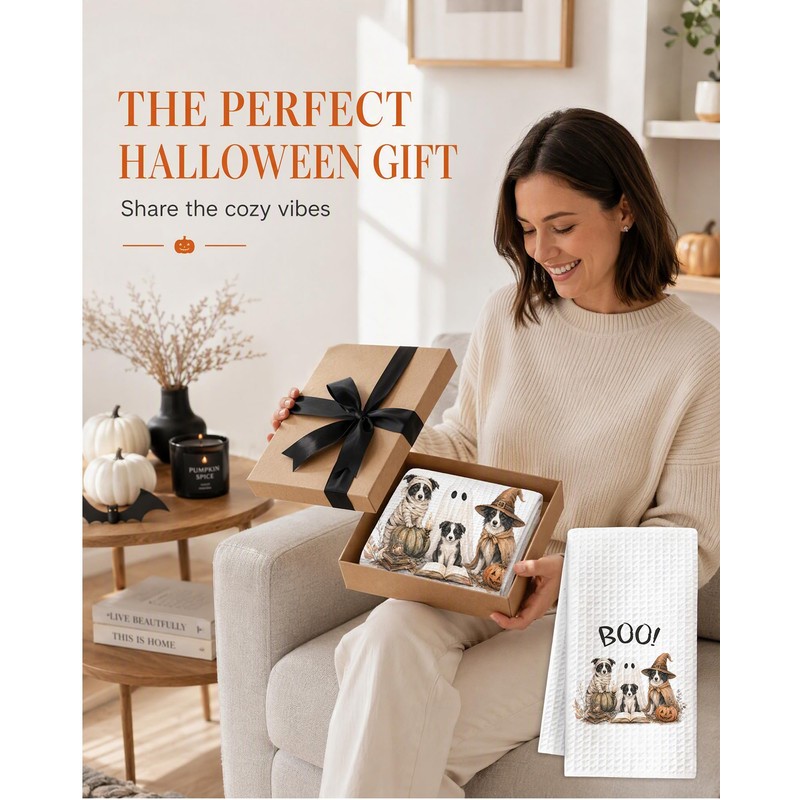 Halloween Dog Kitchen Towel, Gifts for Border Collie Lovers-B10