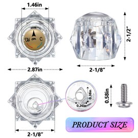 Dreyoo Faucet Handle Compatible with Delta Faucet RP2391, Single Clear Knob Handle Kit with Offset Hole for Shower/Tub, 2-1/2" x 2-1/8" Faucet Knob Replacement, Clear Acrylic Finish (2 Pack)