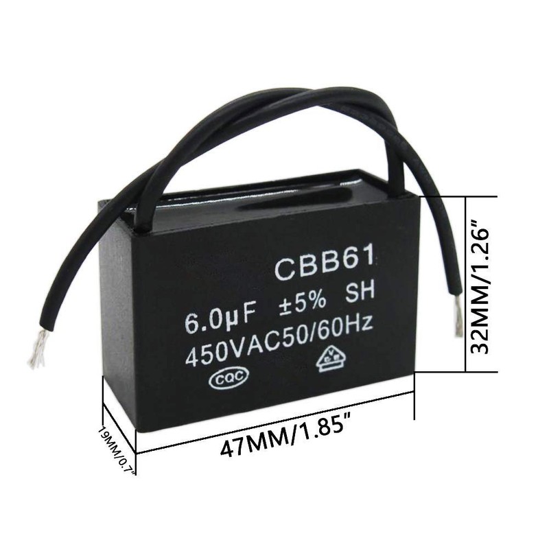 Twidec/2Pcs 450V AC 50/60Hz Run Capacitor 2-Wire Metallized Polypropylene Film