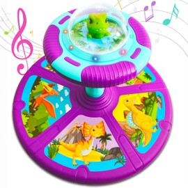 Dinosaur Sit and Spin Toys for Toddlers 1 2 3 4 Years Old, Christmas Birthday Gift for Kids Boys Girls, Kids 360° Spinning Seat with LED Light & Music, Toddler Toys for Kids 18+ Months