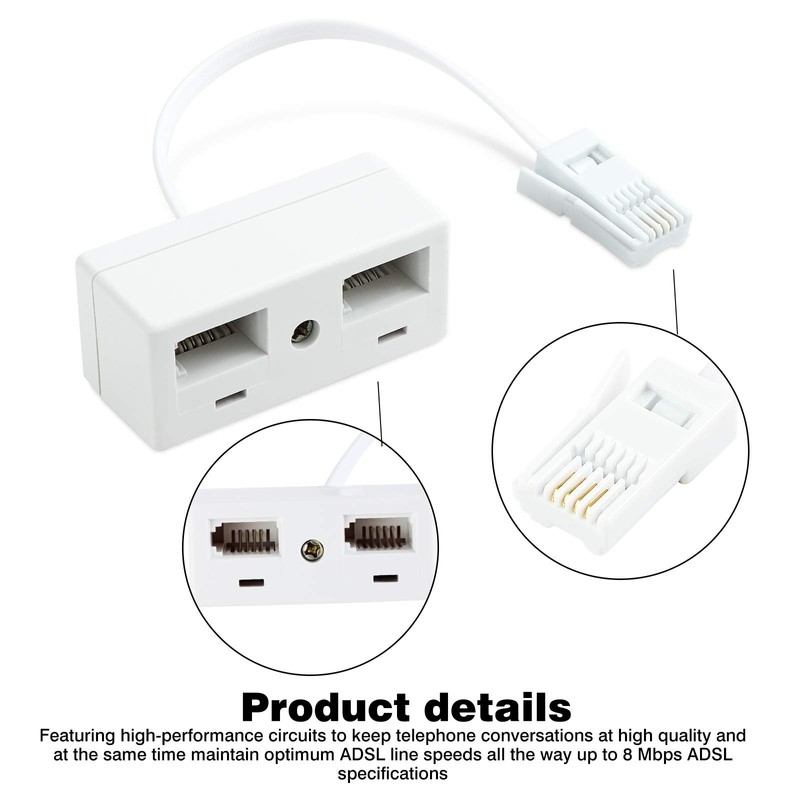 HSEAMALL One BT Plug to Two UK BT Telephone Socket