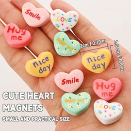 10 Pcs Cute Fridge Magnets, Heart Magnets, Colorful Love Heart Refrigerator Magnets for Fridge Office Whiteboard Cabinet School Locker, Small Decorative Magnets for Refrigerator