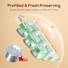 RECAPS - Cápsulas reutilizables para Nespresso OriginalLine, 6 cápsulas recargables de acero inoxidable compatibles con máquina Nespresso original (6 cápsulas + 120 tapas + bandeja de almacenamiento