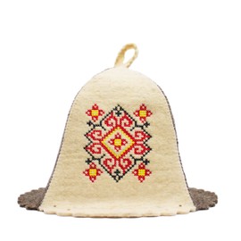 SHSH trade group Ukrainian Wool Sauna Hat Embroidered Ornament Vyshyvanka - Sauna Hat Finnish - Ukraine Sauna Hat Wool - Russian Banya Hat for Men - Sauna Hat for Men - Sauna Hats Russian